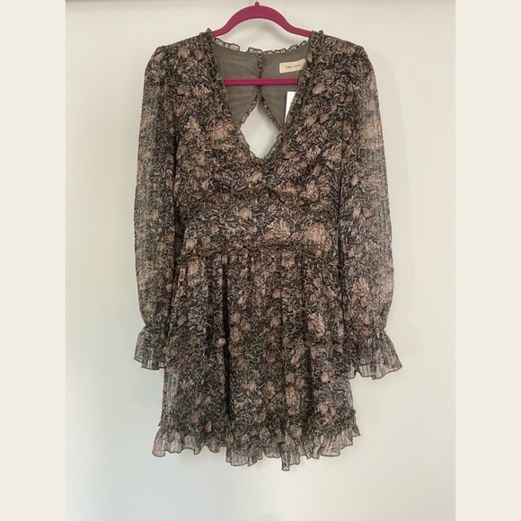 Honey Open Back Green and Black Print Dress - Picture 3 of 13